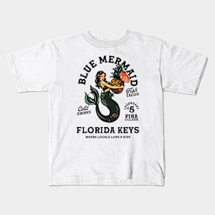 The Florida Keys Blue Mermaid Tiki Dive Bar Kids T-Shirt